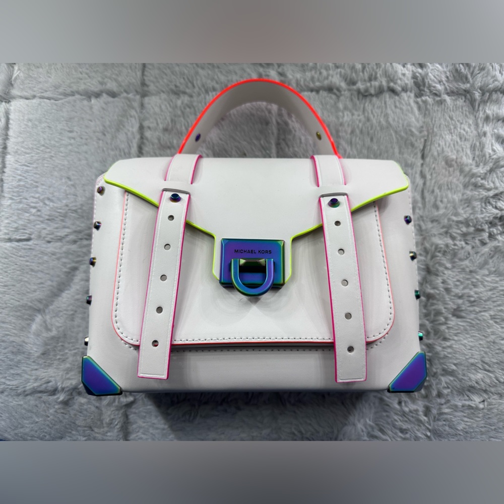Michael Kors neon trim Manhattan small bag great condition